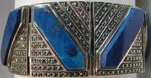 Bracelet argent lapis lazuli marcassites 1 - Style Art Dco