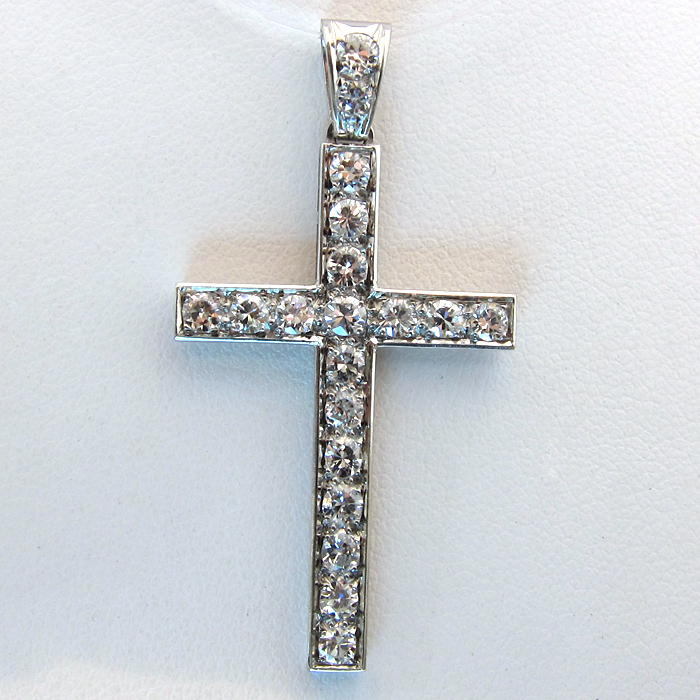 Pendentif croix platine diamants 219