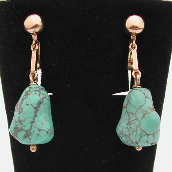 Boucles doreilles or turquoise 44