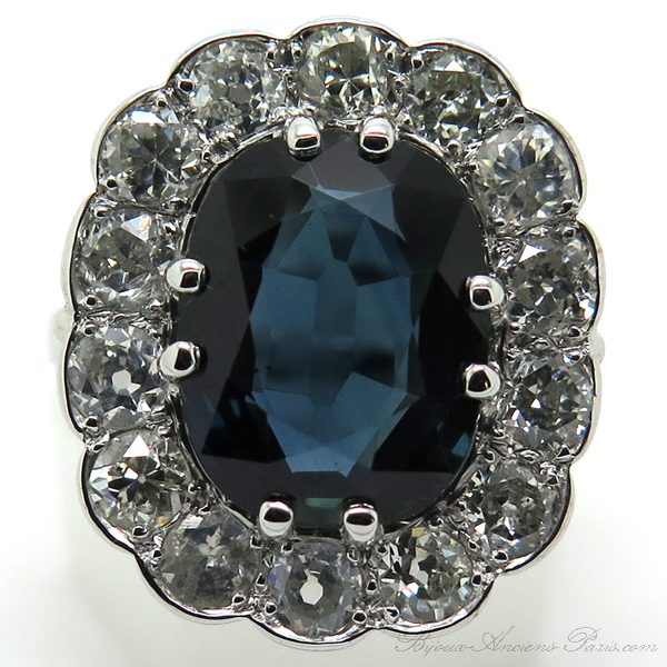 Bague marguerite ancienne saphir diamants 1897