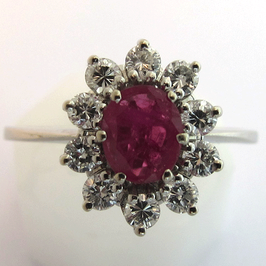 Bague marguerite rubis diamants occasion 1408