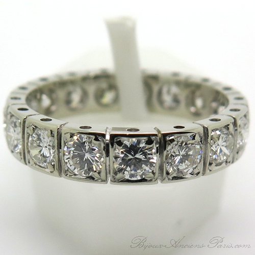 Bague mariage vintage  Alliance diamants or blanc 1883