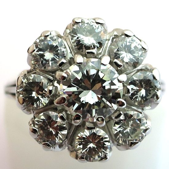 Bague neuf diamants monture marguerite platine or blanc 1497