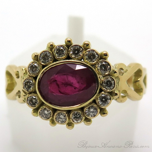 Bague rubis diamants 1718