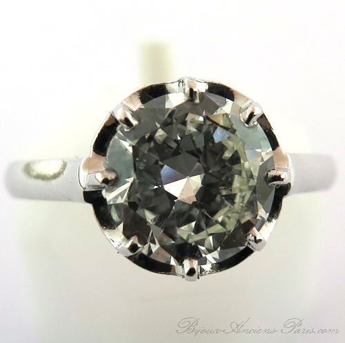 Bague solitaire diamant 2,07 carats monture platine 1703