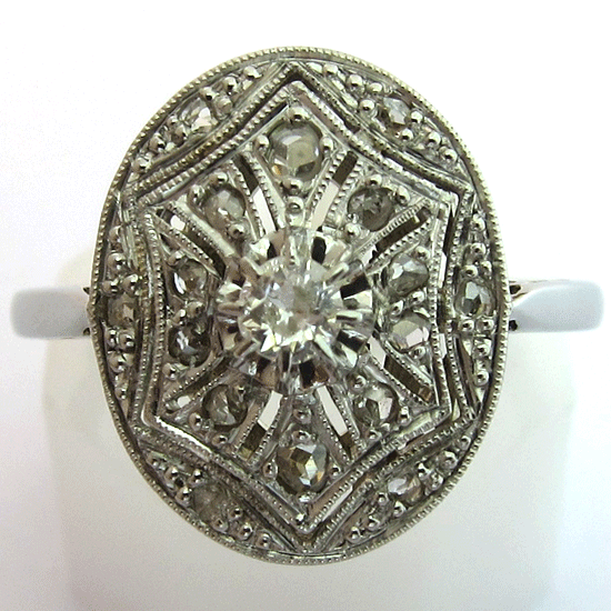 Bague ancienne diamants or platine 1367