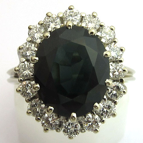 Bague de fianailles saphir diamants or gris 1376