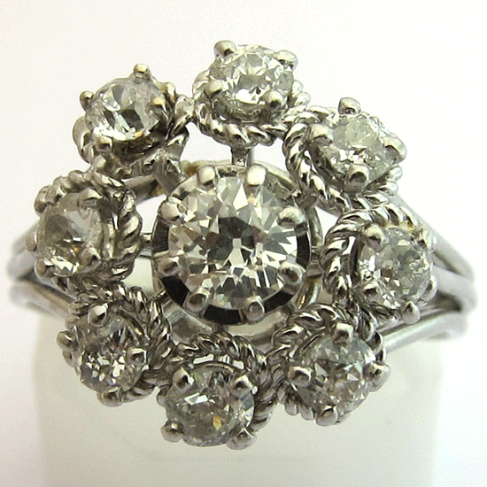 Bague fleur platine diamants MAUBOUSSIN 1360