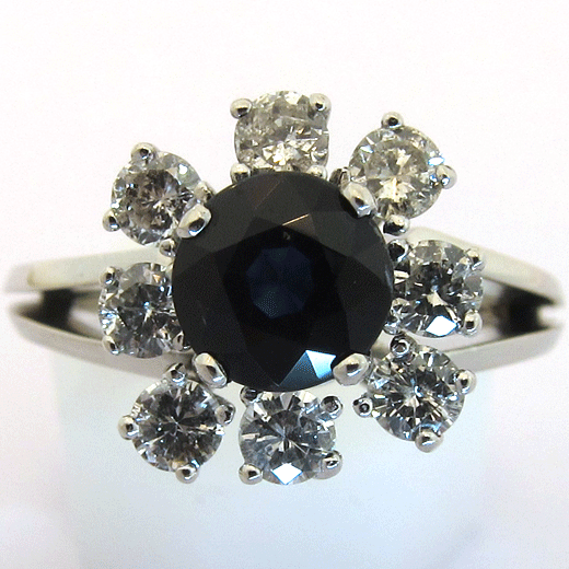 Bague fleur vintage saphir diamant 1350