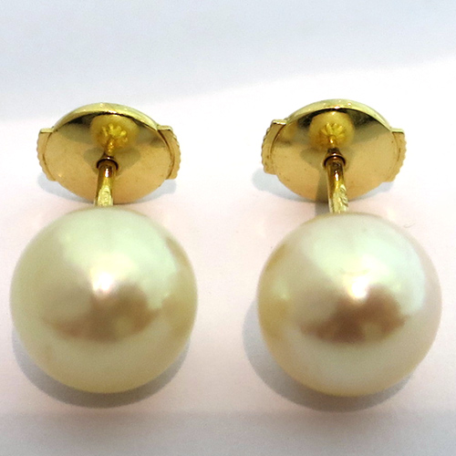 Boucles doreilles perles Akoya monture or jaune 185