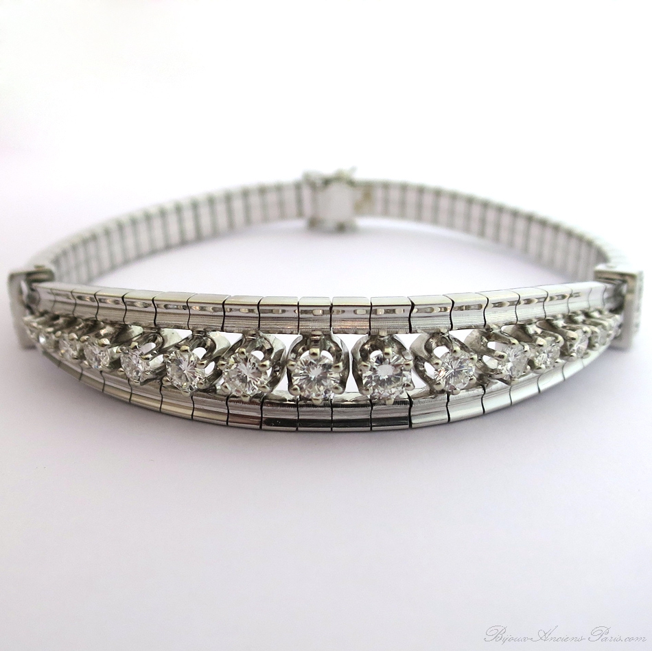 Bracelet vintage diamants sertis sur or blanc 183