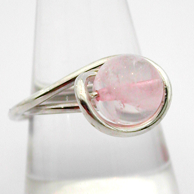 Bague argent quartz rose C26  Bijou de crateur