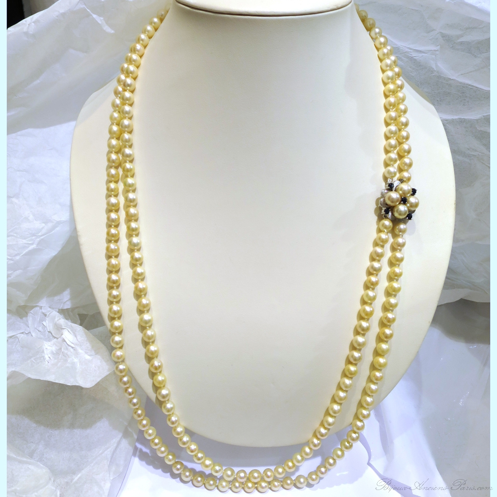 Collier de perles Akoya double rang 80 cm 256