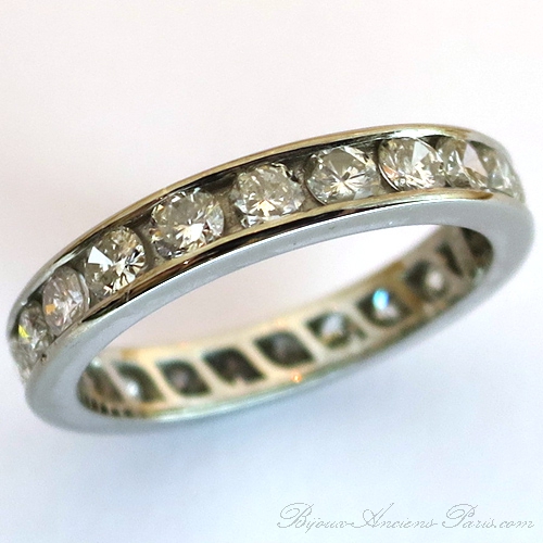 Bague de mariage diamants monture or blanc – Alliance 1501
