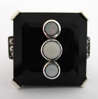 Bague argent onyx opale 143  Style Art Dco