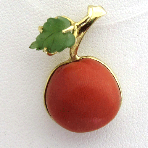 Pendentif or corail - Pomme 189
