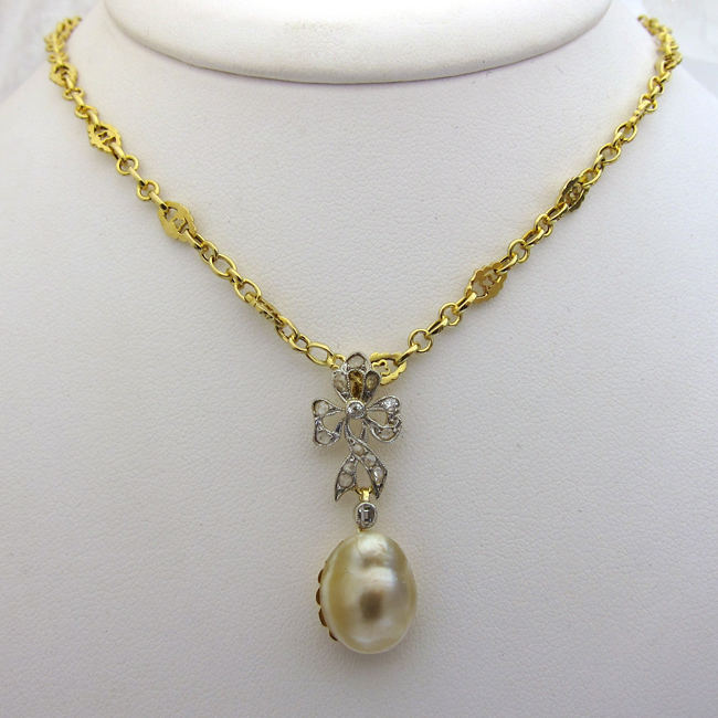 Collier ancien or perle fine 132 - Bijou romantique
