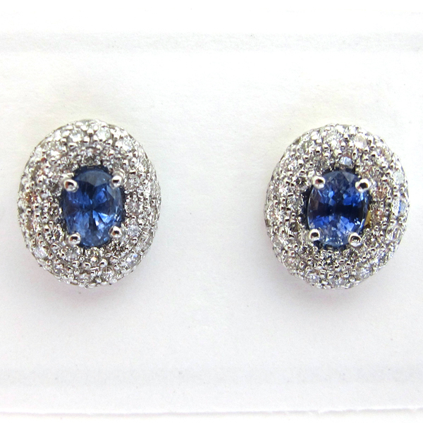 Boucles d'oreilles or saphir diamant 127 - Bijou occasion