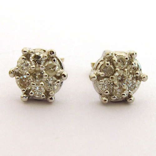Boucles d'oreilles diamants or blanc 144