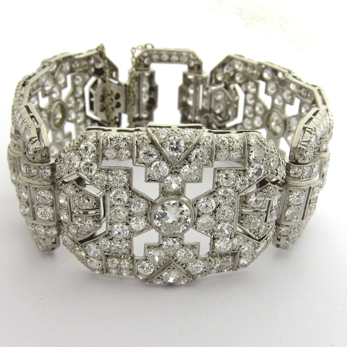 Bracelet platine diamants 132 - Bijou d'poque art dco