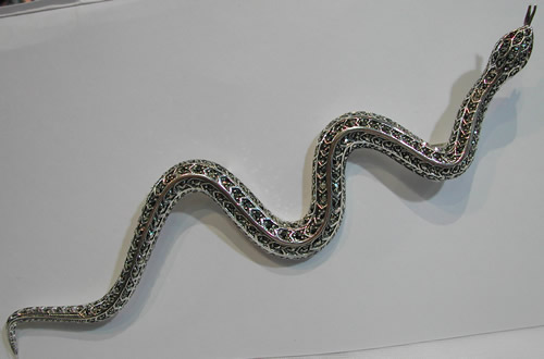 Broche argent rubis marcassites serpent 19