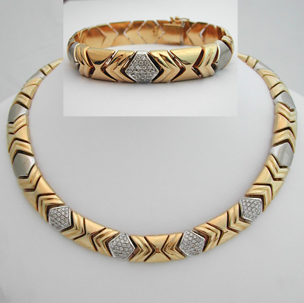 Collier et bracelet - Parure 2 ors diamants - 8