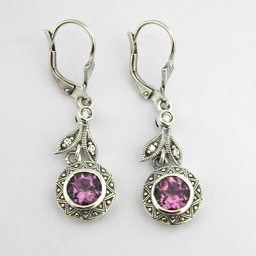 Boucles dâ€™oreilles argent amÃ©thyste marcassite 145