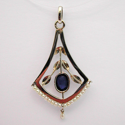 PENDENTIF ANCIEN OR GRIS DOUBLET GRENAT VERRE PERLES 130 â€“ EPOQUE ...