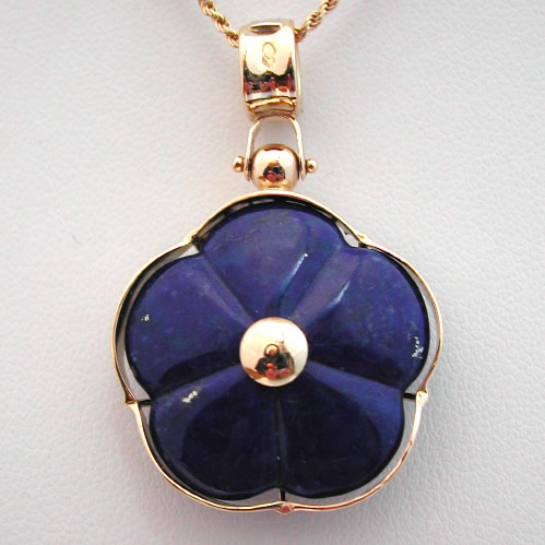 Pendentif or lapis-lazuli  Fleur 44